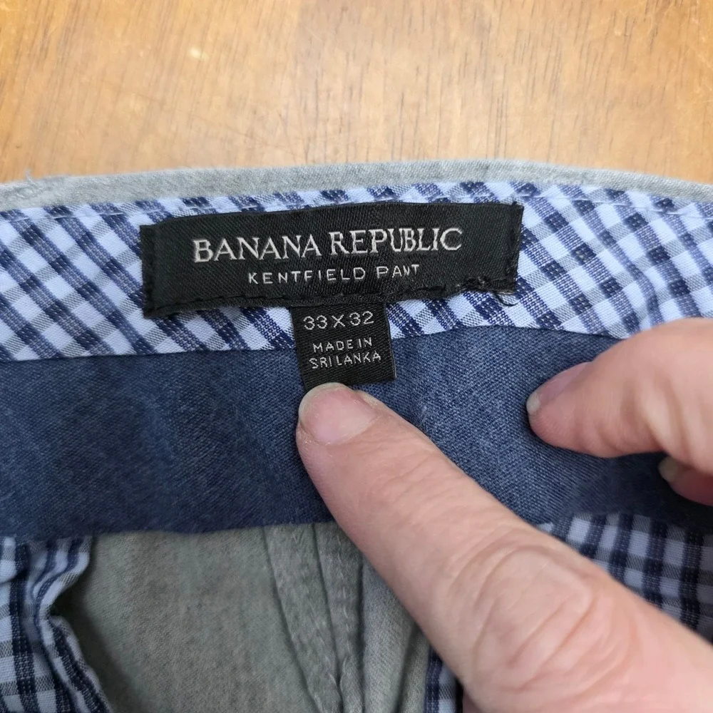 Banana Republic Kentfield Pant Mens 33x32 Gray Cotton Chino Slim Business Casual